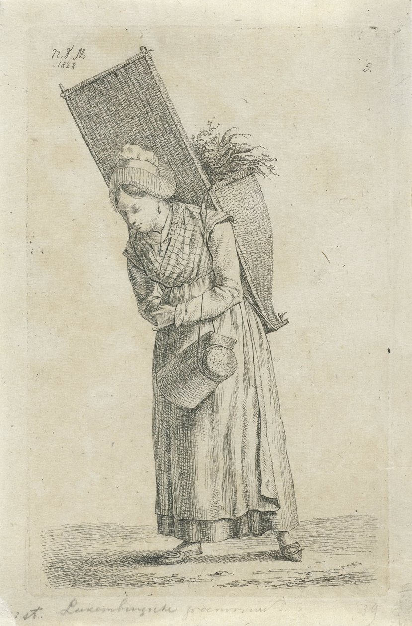 Frau aus Luxemburg mit einem Korb auf dem Rücken von Anthonie Willem Hendrik Nolthenius de Man
