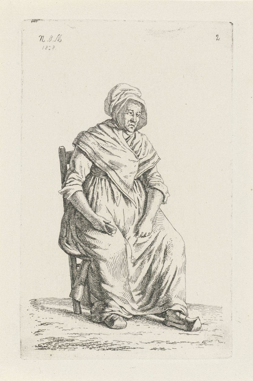 Sitzende Bäuerin aus Wallonien (Serie: Bauern und Bäuerinnen aus dem Vereinigten Königreich der Niederlande) von Anthonie Willem Hendrik Nolthenius de Man