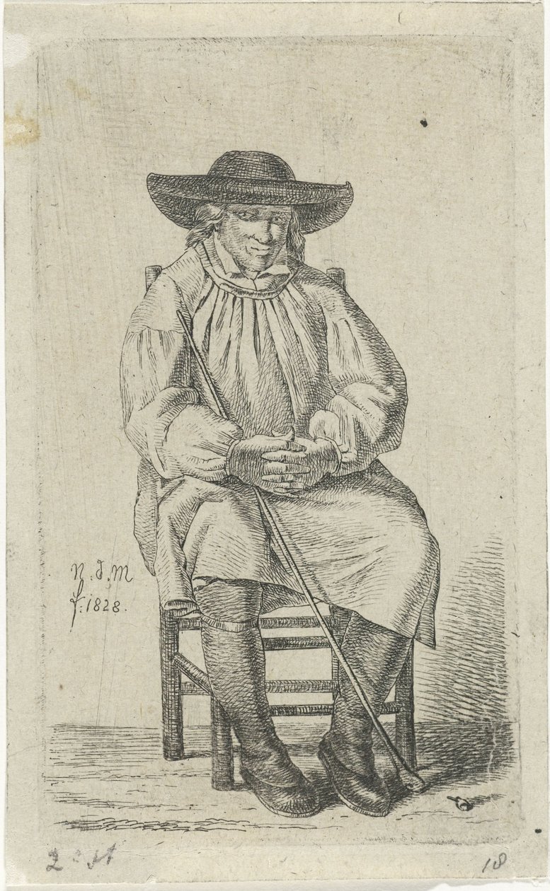 Sitzender Mann mit Stock von Anthonie Willem Hendrik Nolthenius de Man