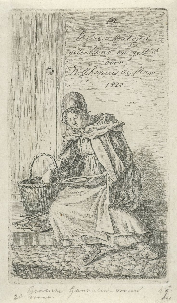 Sitzende Frau mit Korb und Teller von Anthonie Willem Hendrik Nolthenius de Man