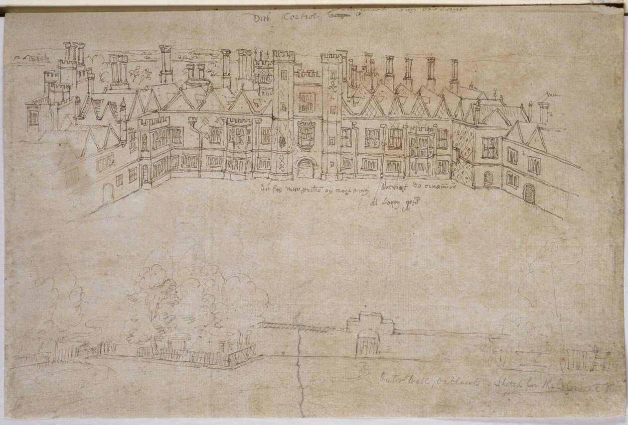 Innerer Hof und äußere Mauer von Oatlands, Richmond Palace, 16. Jahrhundert von Anthonis van den Wyngaerde