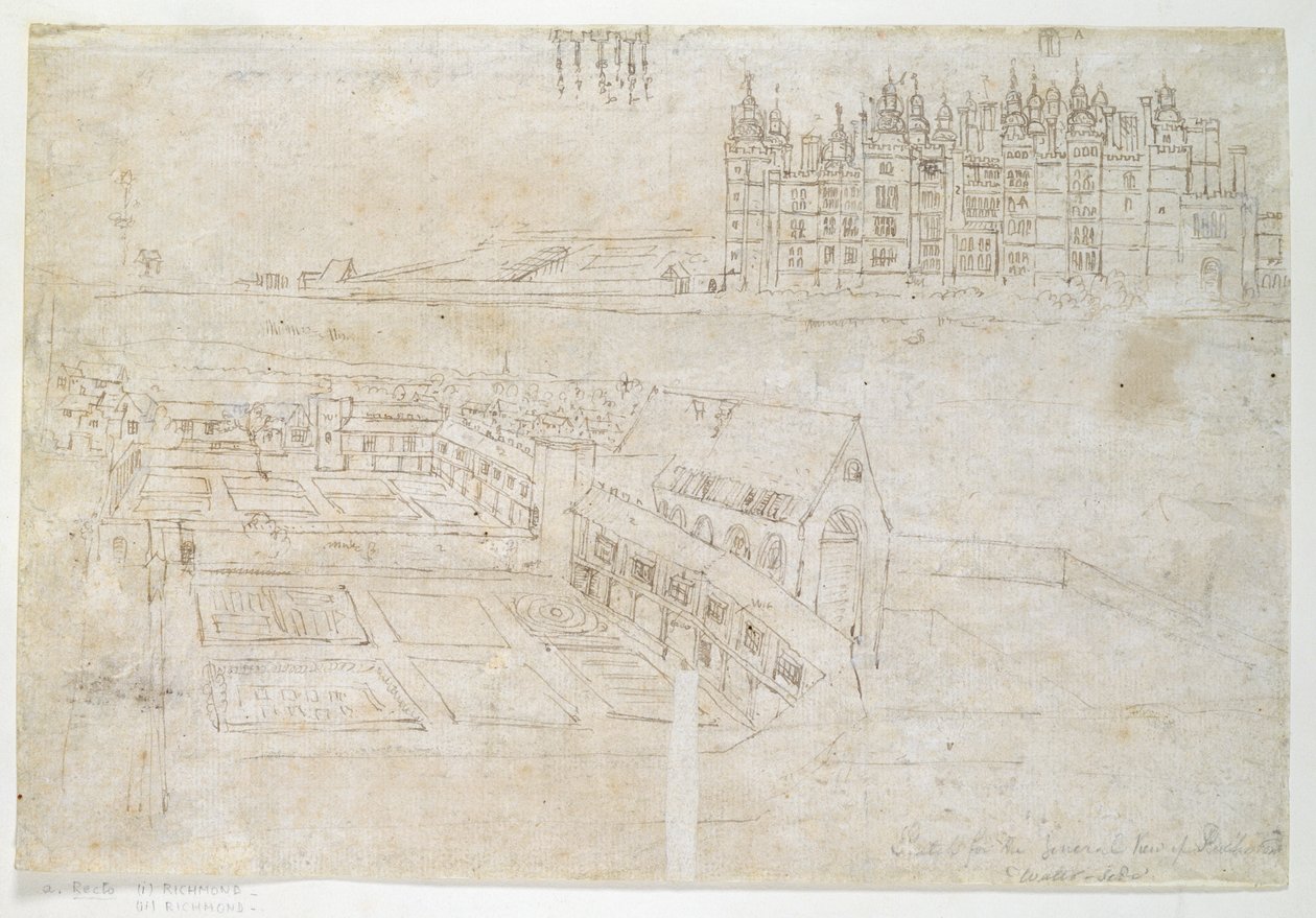 Privatgärten, Richmond Palace, ca. 1544 (Feder und Tinte auf Papier) von Anthonis van den Wyngaerde