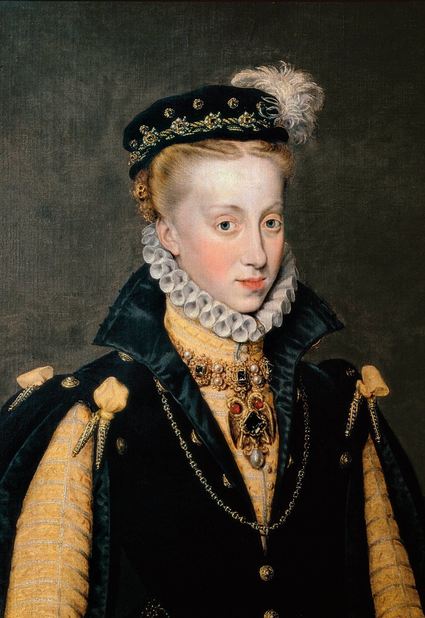 Porträt von Anna von Österreich, Königin von Spanien von Anthonis Mor van Dashorst