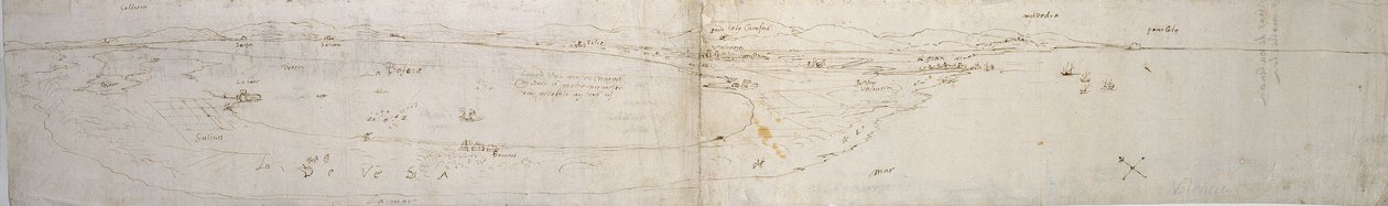 Skizze der Lagune von Valencia, la Albufera und angrenzende Küste und Landschaft, ca. 1560er von Anthonis van den Wyngaerde