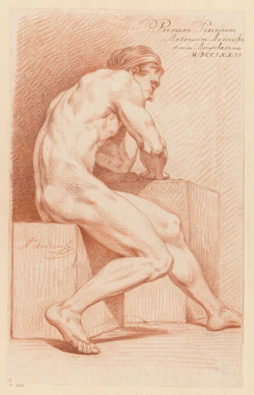 Sitzender männlicher Akt, von der Seite gesehen (1. Preis 1772) von Anthony Andriessen