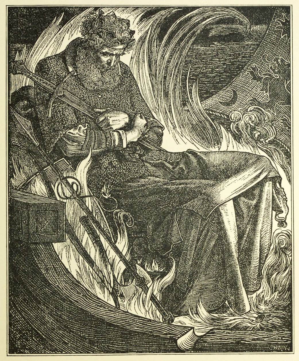 Tod von König Warwulf, veröffentlicht 1915 von Anthony Frederick Augustus Sandys