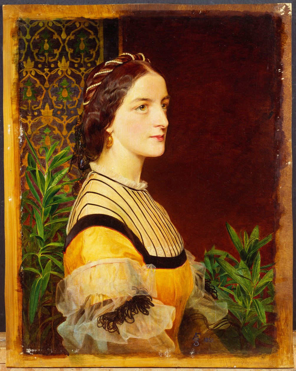 Porträt einer Dame, Kopf und Schultern, 1860 von Anthony Frederick Augustus Sandys