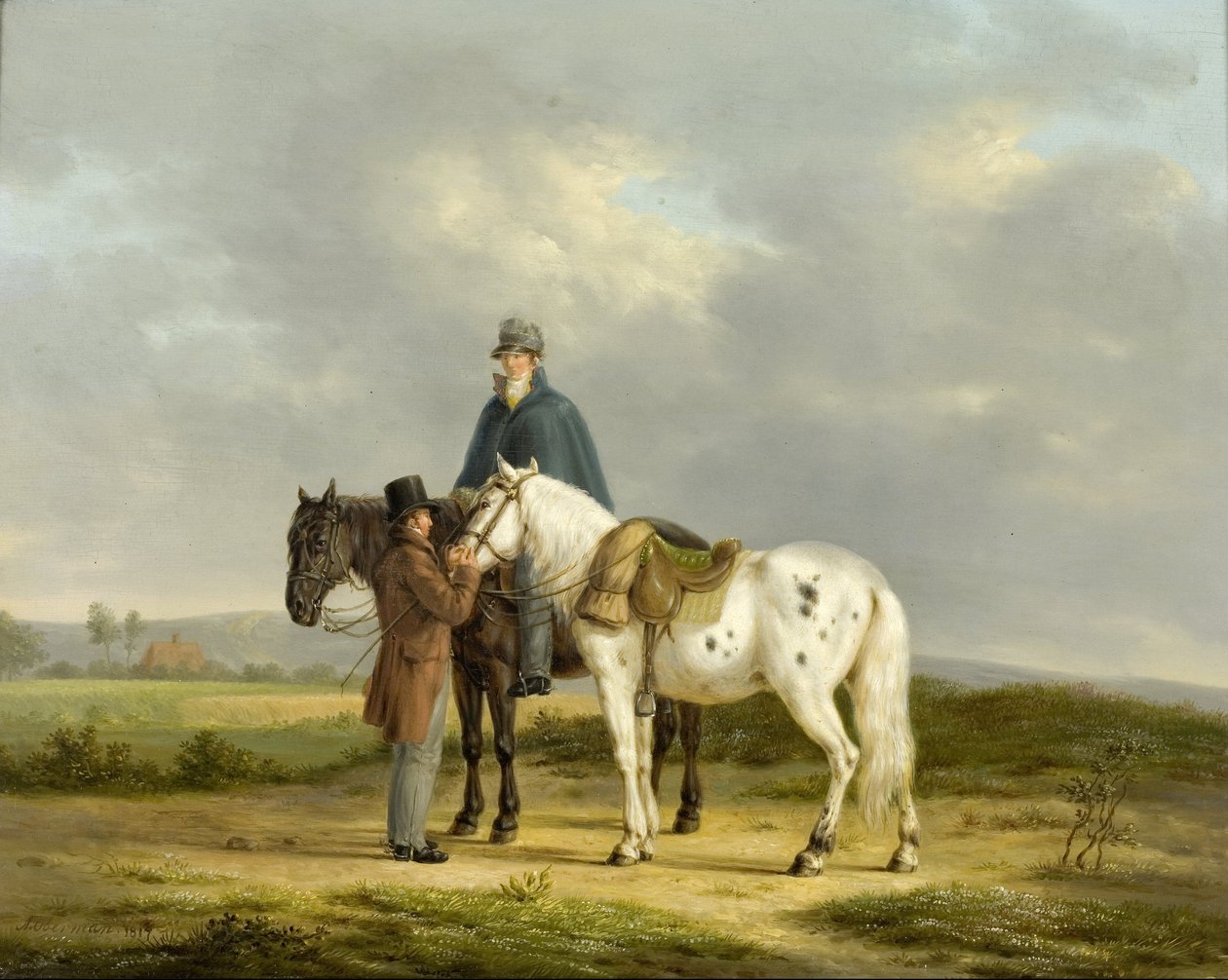 Zwei Reiter in einer Landschaft von Anthony Obermann