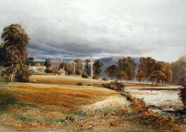 Bolton Abbey vom Fluss Wharfe, Südansicht, ca. 1825 von Anthony Vandyke Copley Fielding
