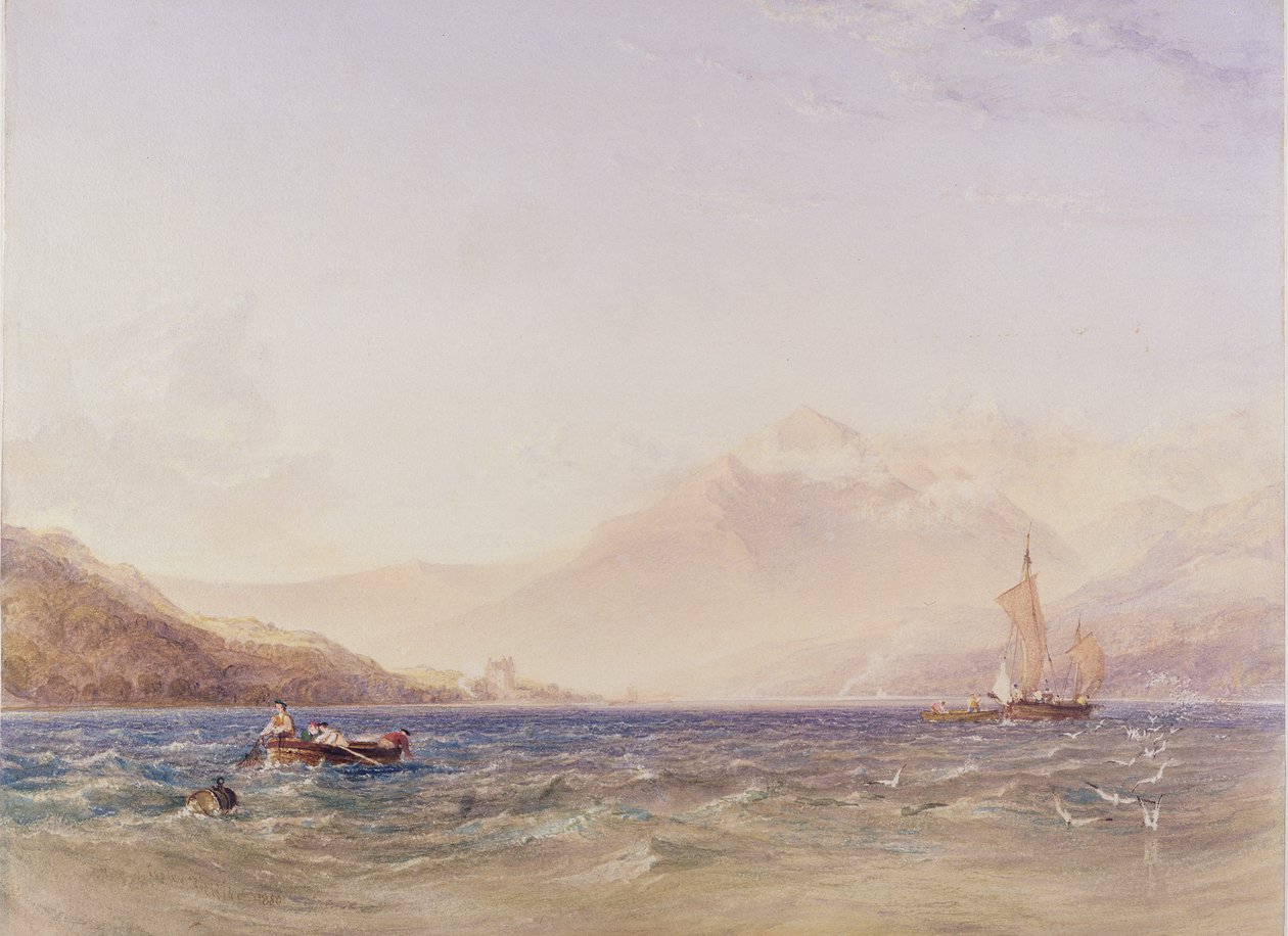 Das Ende von Loch Fyne, mit Dindarra Castle, 1850 von Anthony Vandyke Copley Fielding