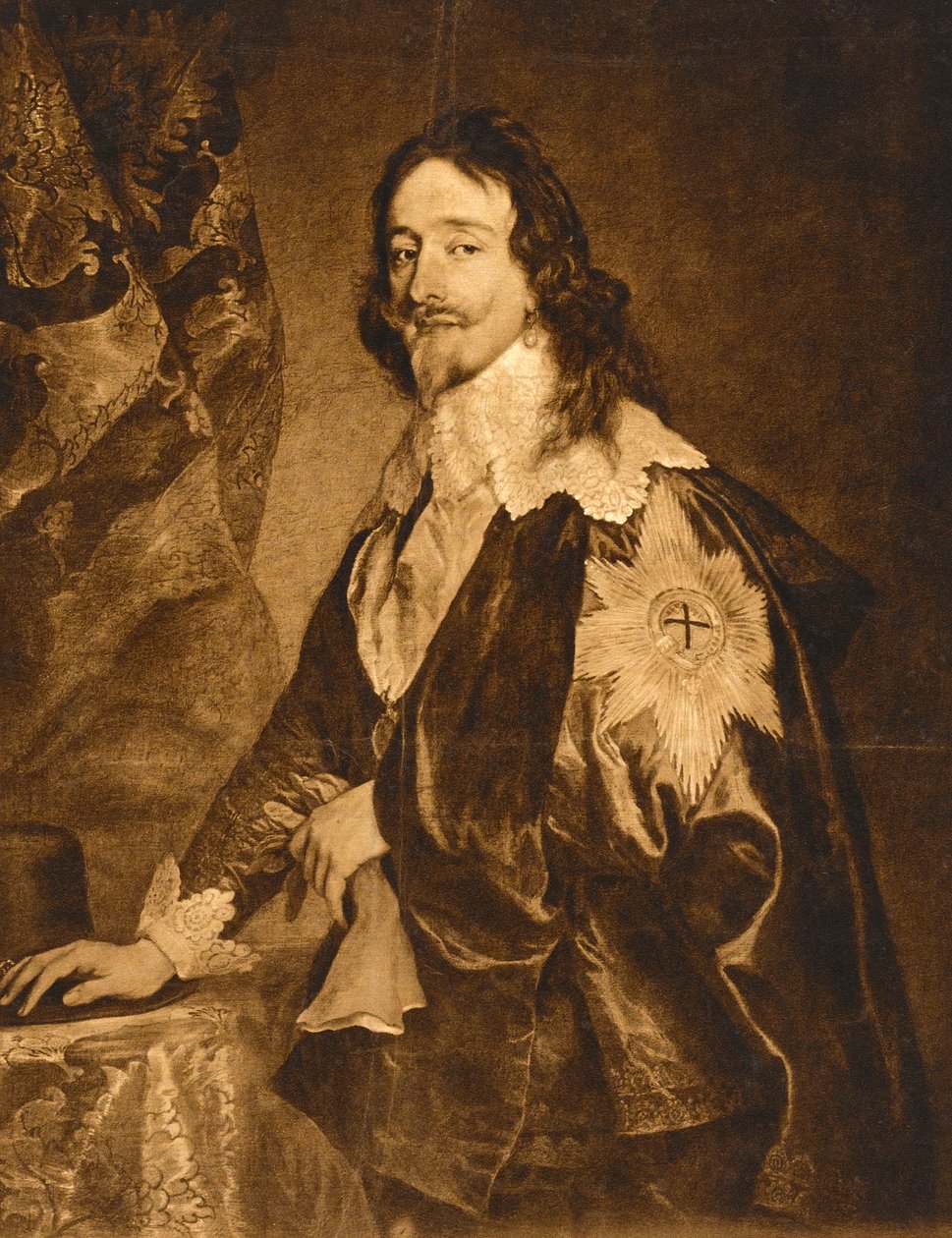 Porträt von Karl I. (Reproduktion, braun) von Anthony van (after) Dyck