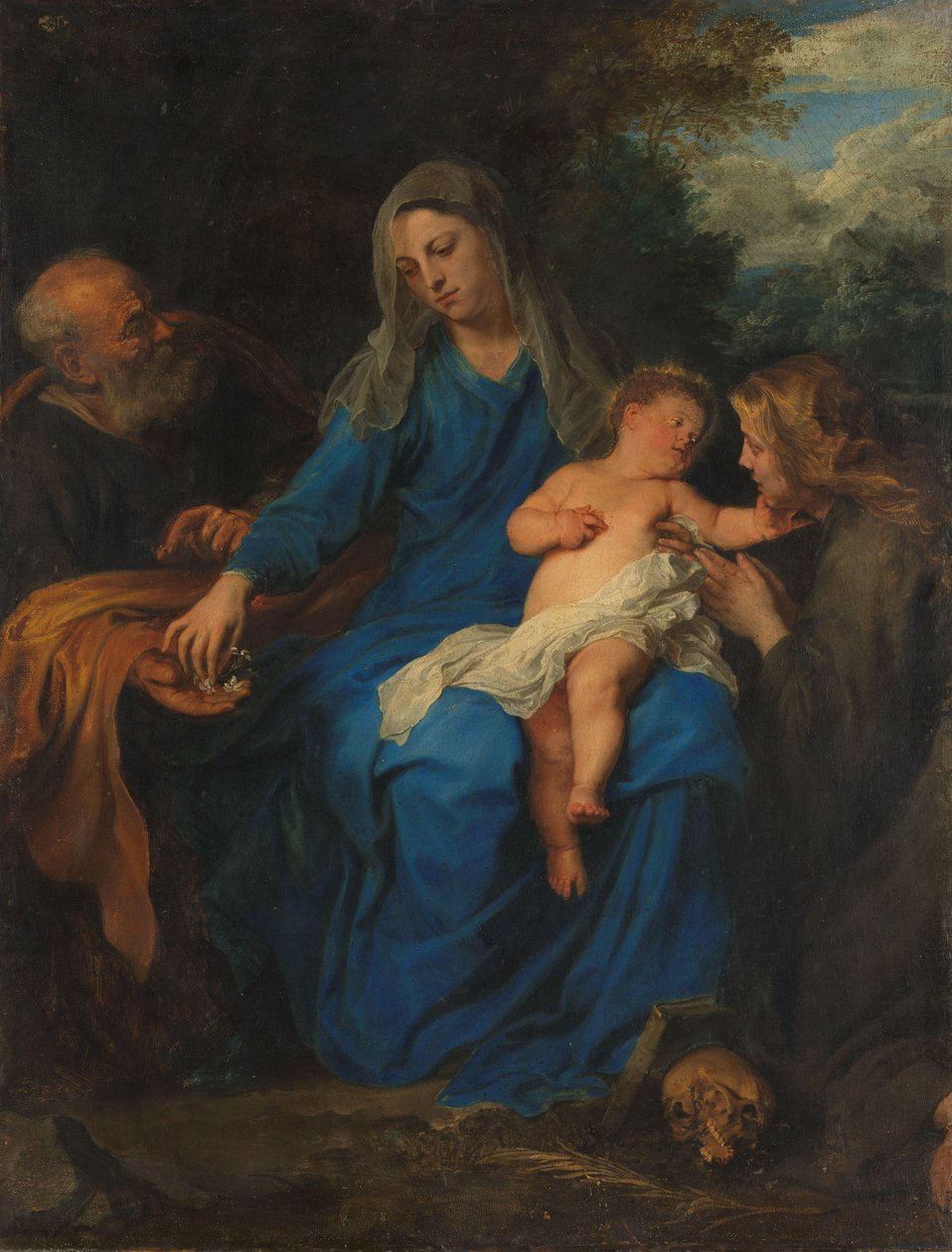 Die Heilige Familie mit einer weiblichen Heiligen in Anbetung von Anthony van Dyck (follower of)