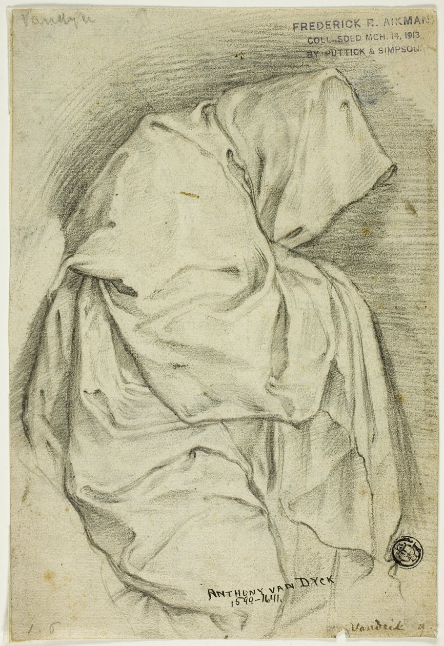 Gehüllte Figur (recto); Zwei Skizzen von Schwänen im Wasser (verso) von Anthony van Dyck