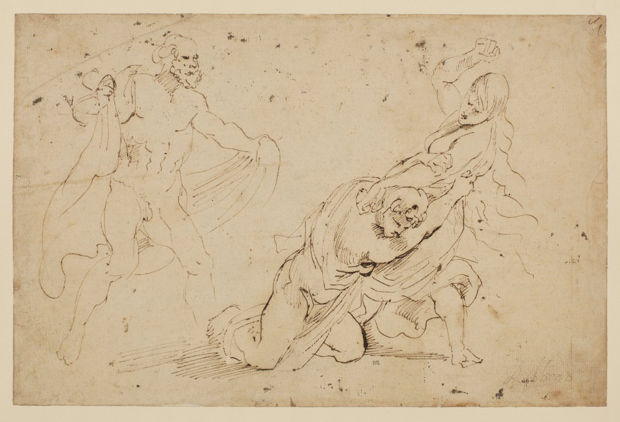 Junons Rache an Callisto, Studie eines Mannes und einer Frau, die eine andere Frau angreifen von Anthony van Dyck