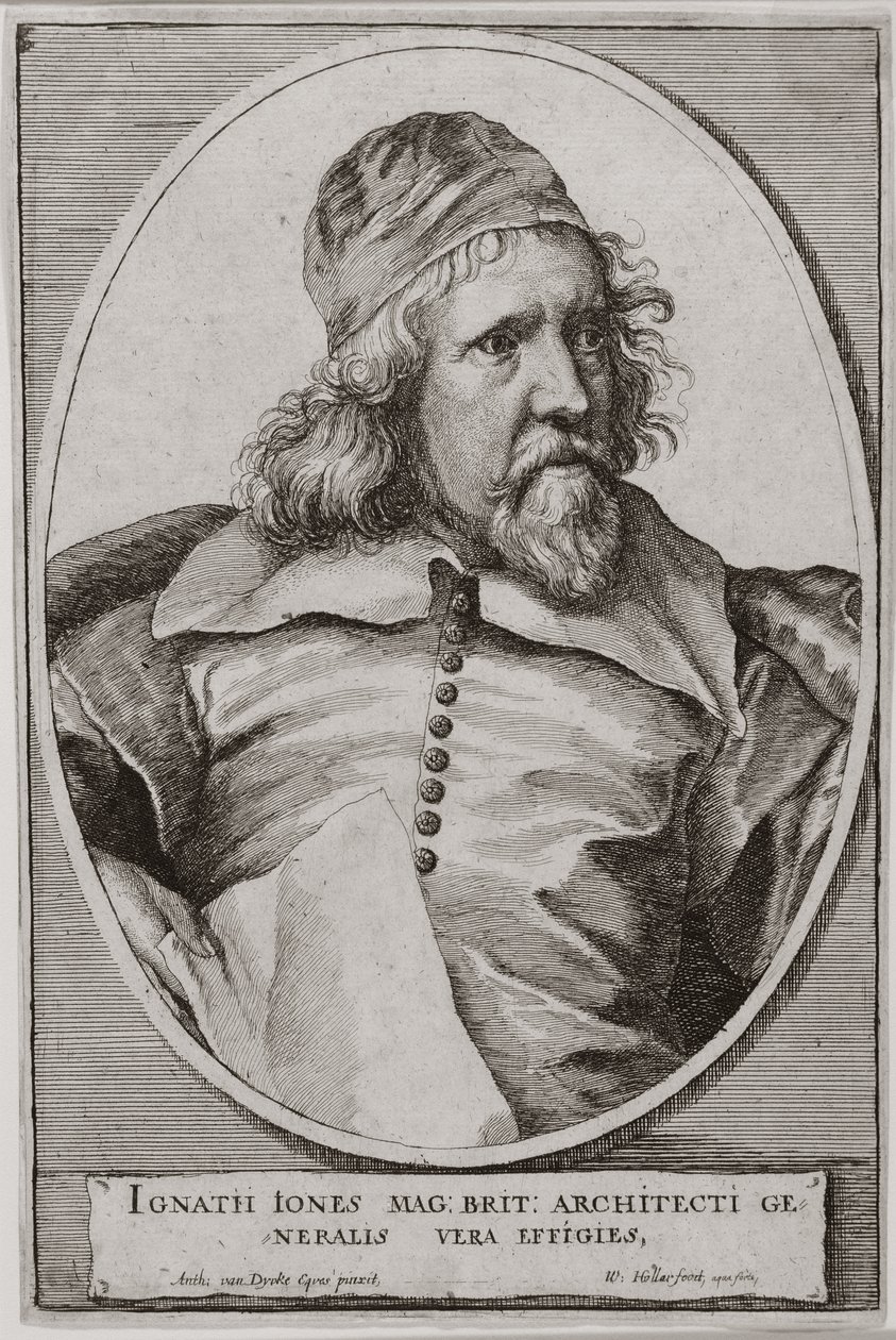 Porträt von Inigo Jones (1573-1652) graviert von Wenceslaus Hollar (1607-77) 1655 von Anthony van Dyck