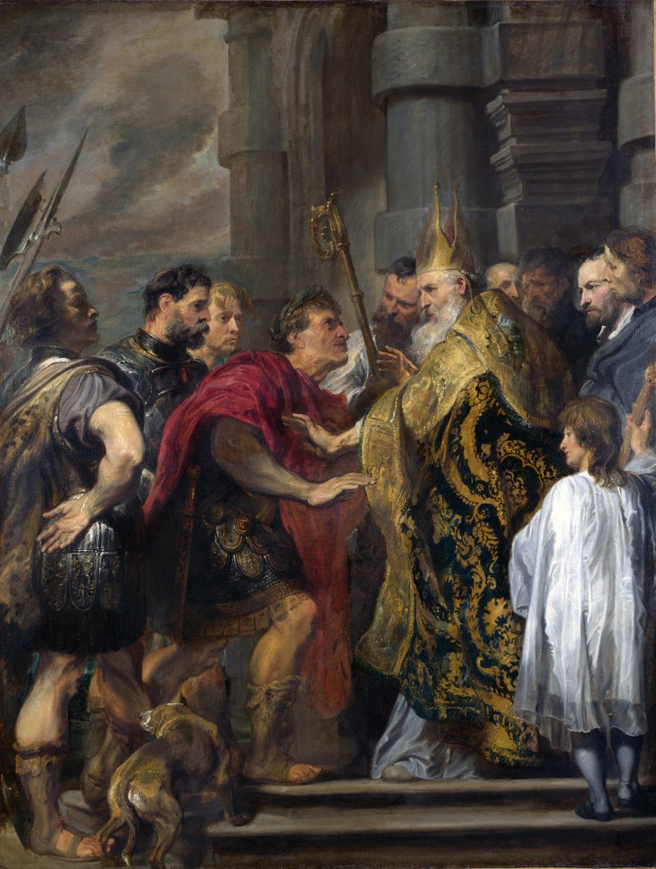 Der heilige Ambrosius verwehrt Theodosius den Eintritt in den Mailänder Dom von Anthony van Dyck