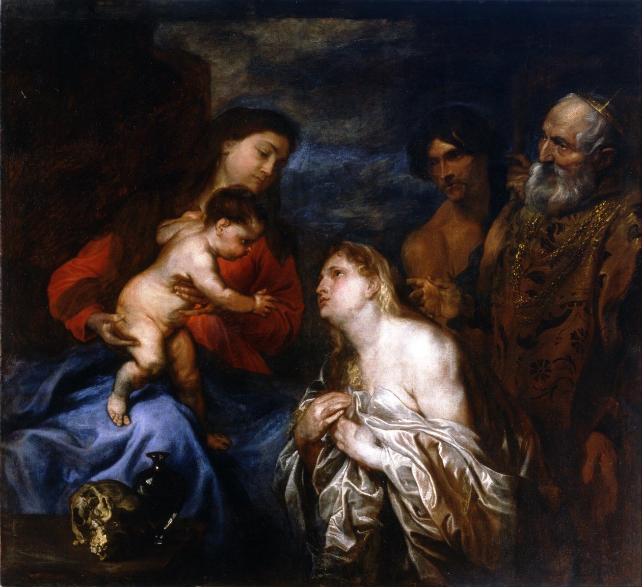 Die Jungfrau und das Kind mit den drei reuigen Sündern, Maria Magdalena, König David und dem verlorenen Sohn von Anthony van Dyck