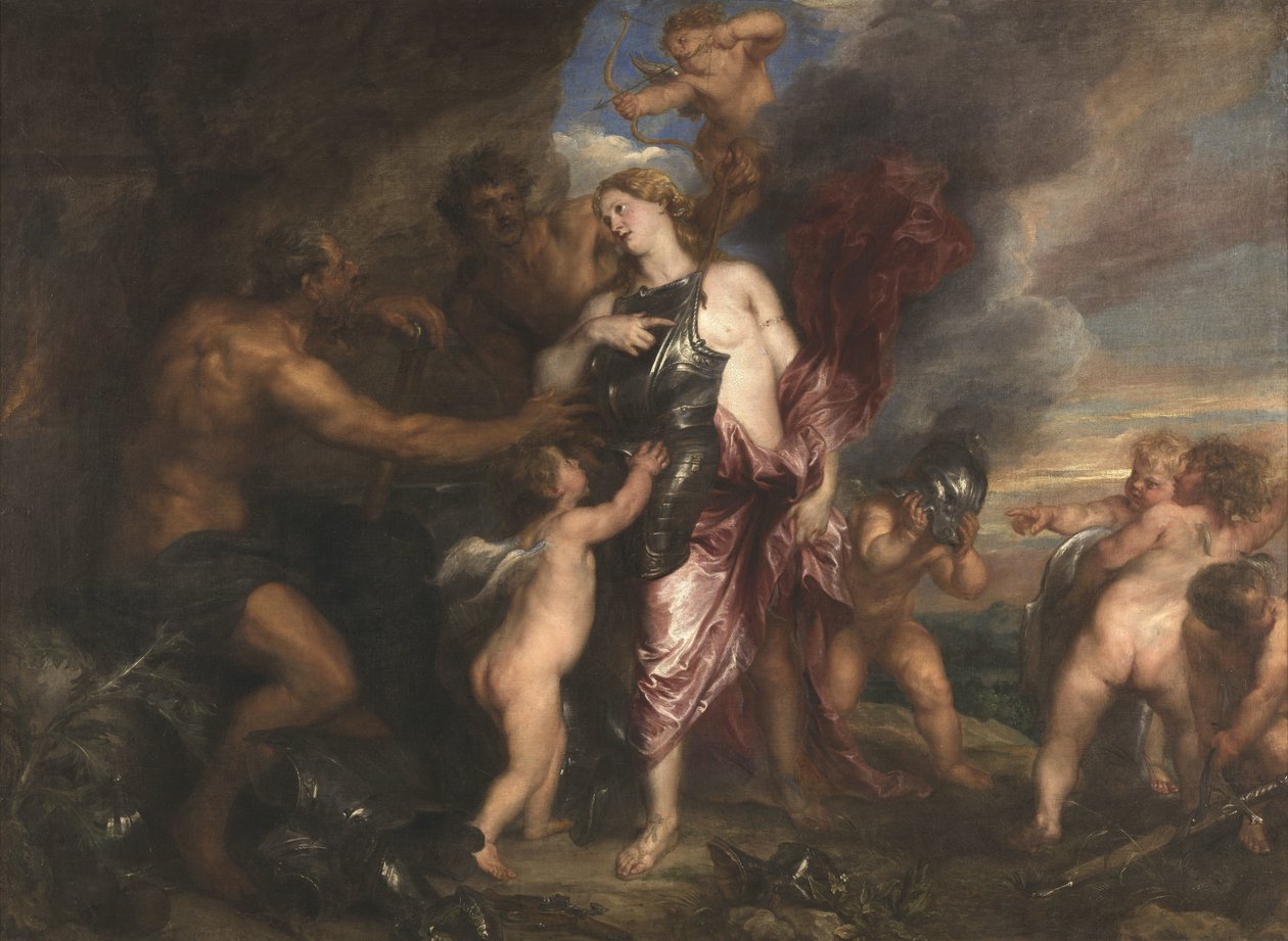 Thetis erhält die neue Rüstung für Achilles in der Schmiede des Vulkan von Anthony van Dyck