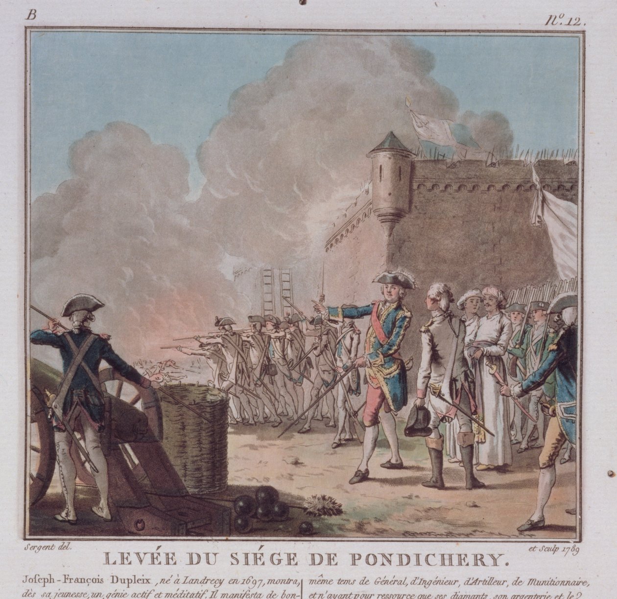 Aufhebung der Belagerung von Pondicherry, 1748, graviert 1789 von Antoine Louis Francois Sergent Marceau
