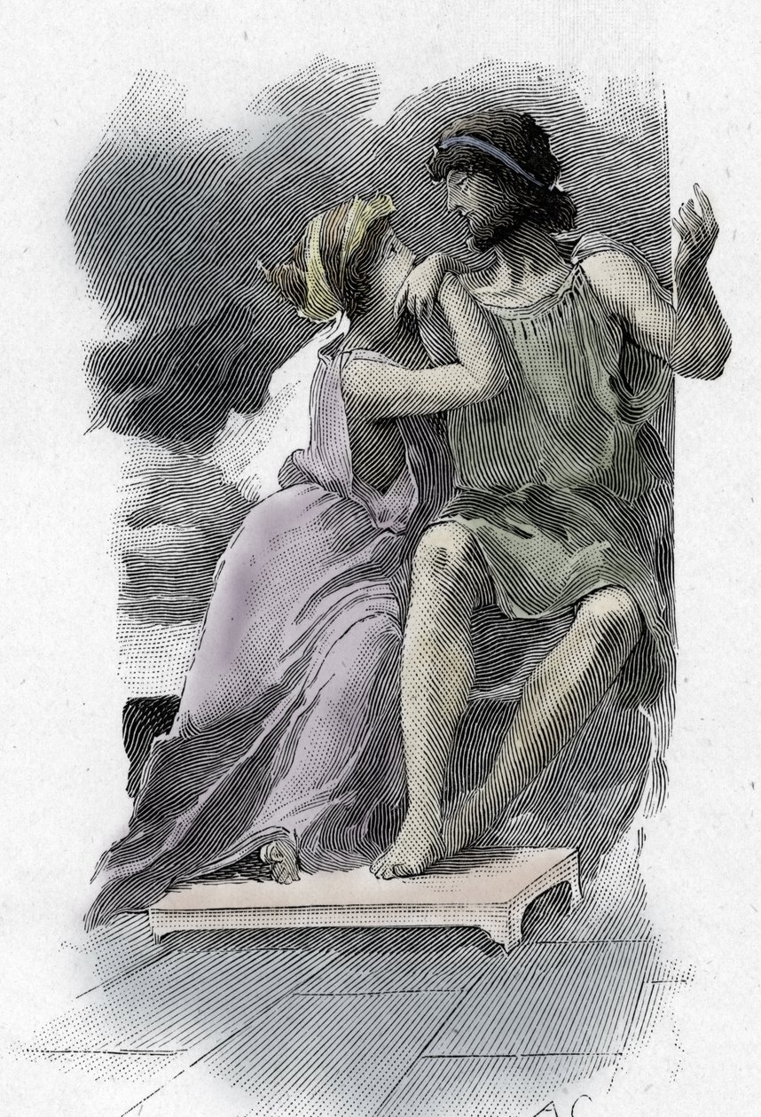 Odyssee von Homer: Odysseus und Penelope, Illustration von Antoine Calbet für 