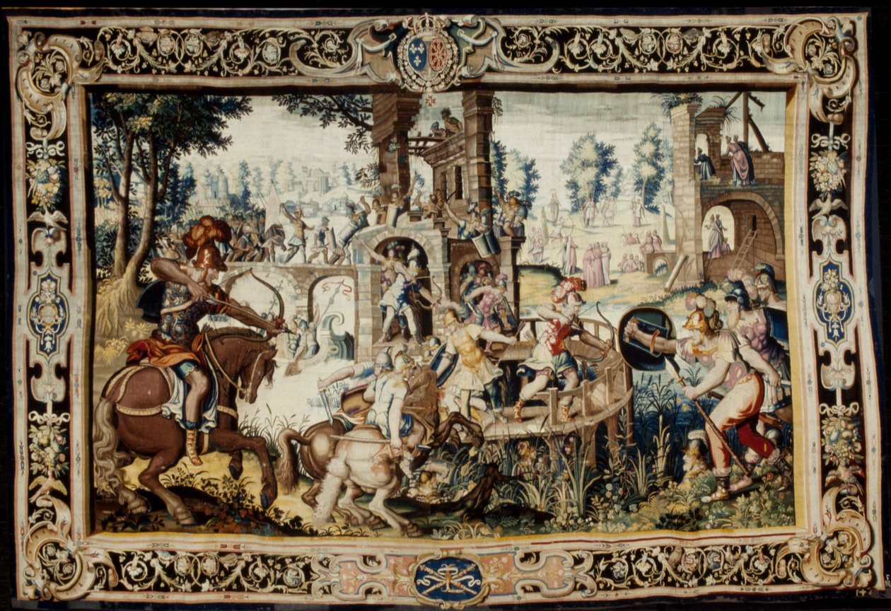 Übung im Angriff und Verteidigung eines Bastions, entworfen 1562–1565 (gewebt 1611–1627) von Antoine Caron