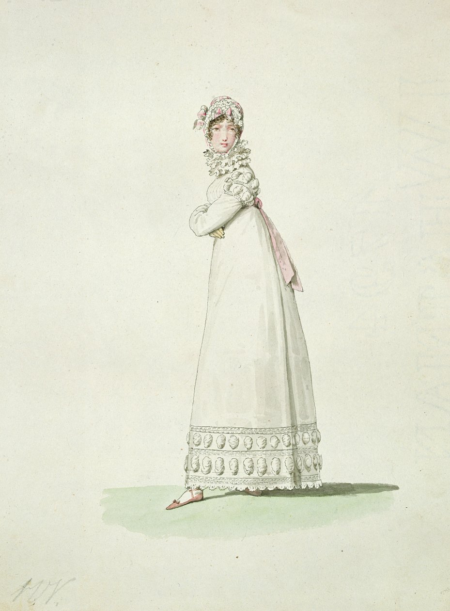 Elegante Frau in einem Outdoor-Kleid, Illustration aus 