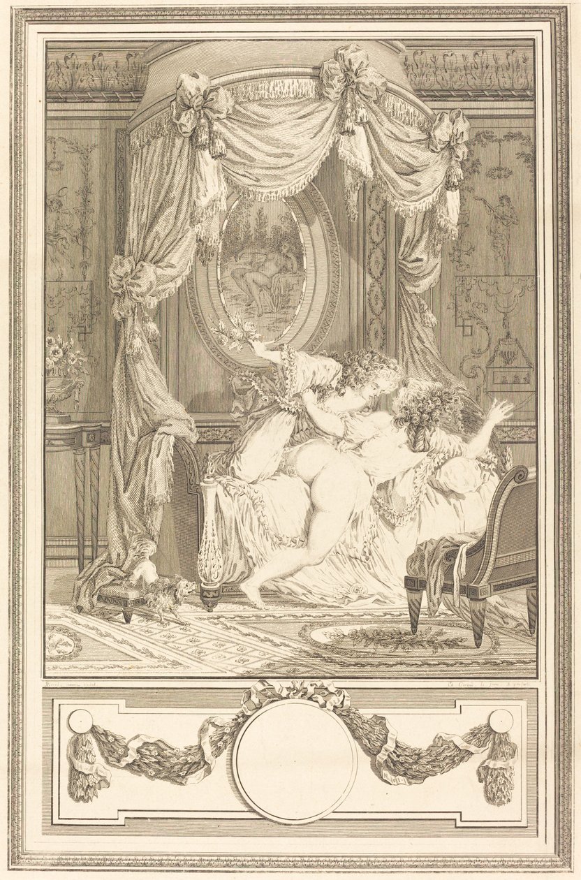 Die Tracht Prügel mit Rosen von Antoine Cosme Giraud after Antoine Borel