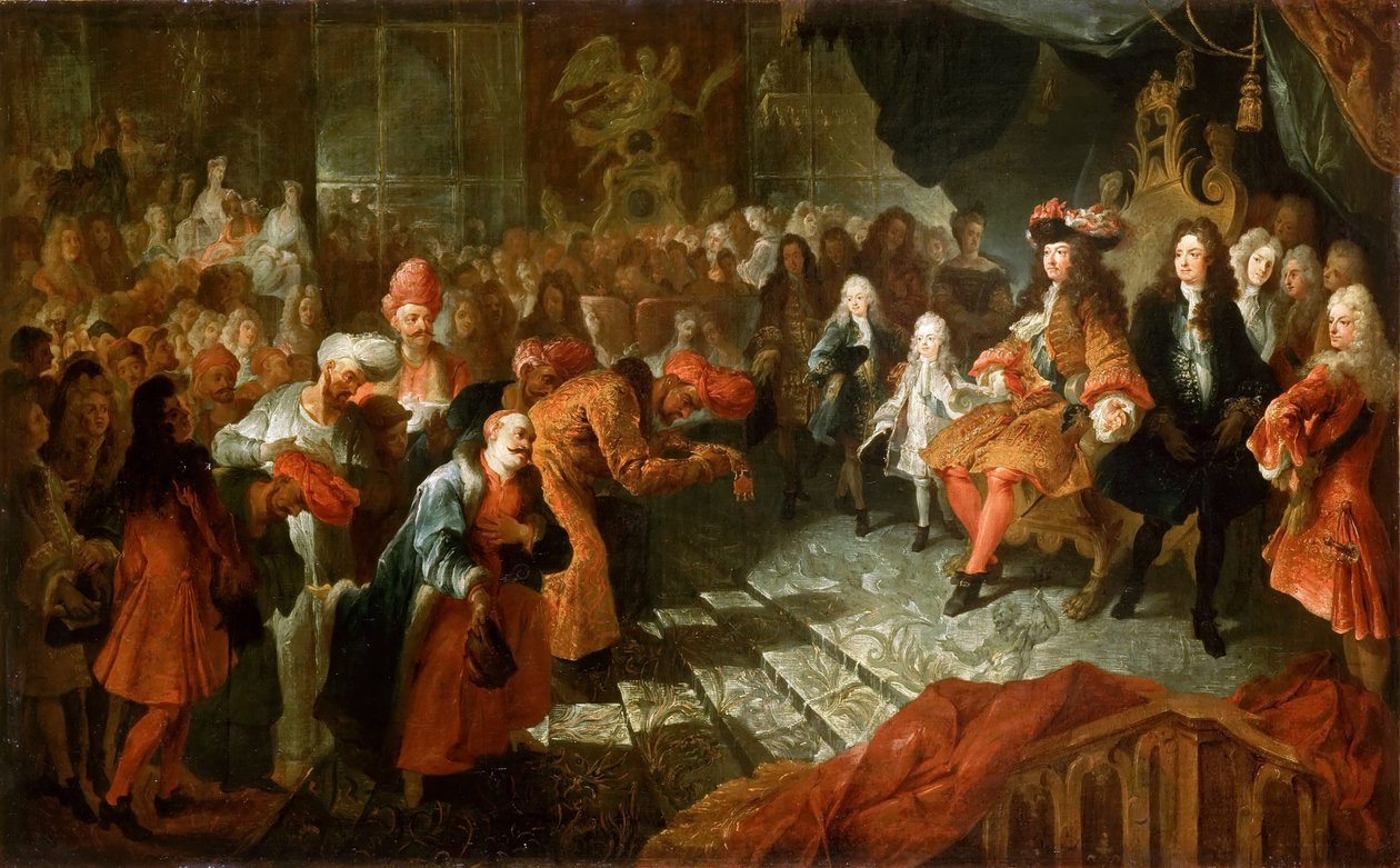Ludwig XIV. empfängt den persischen Botschafter in der Galerie des Glaces in Versailles, 19. Februar von Antoine Coypel