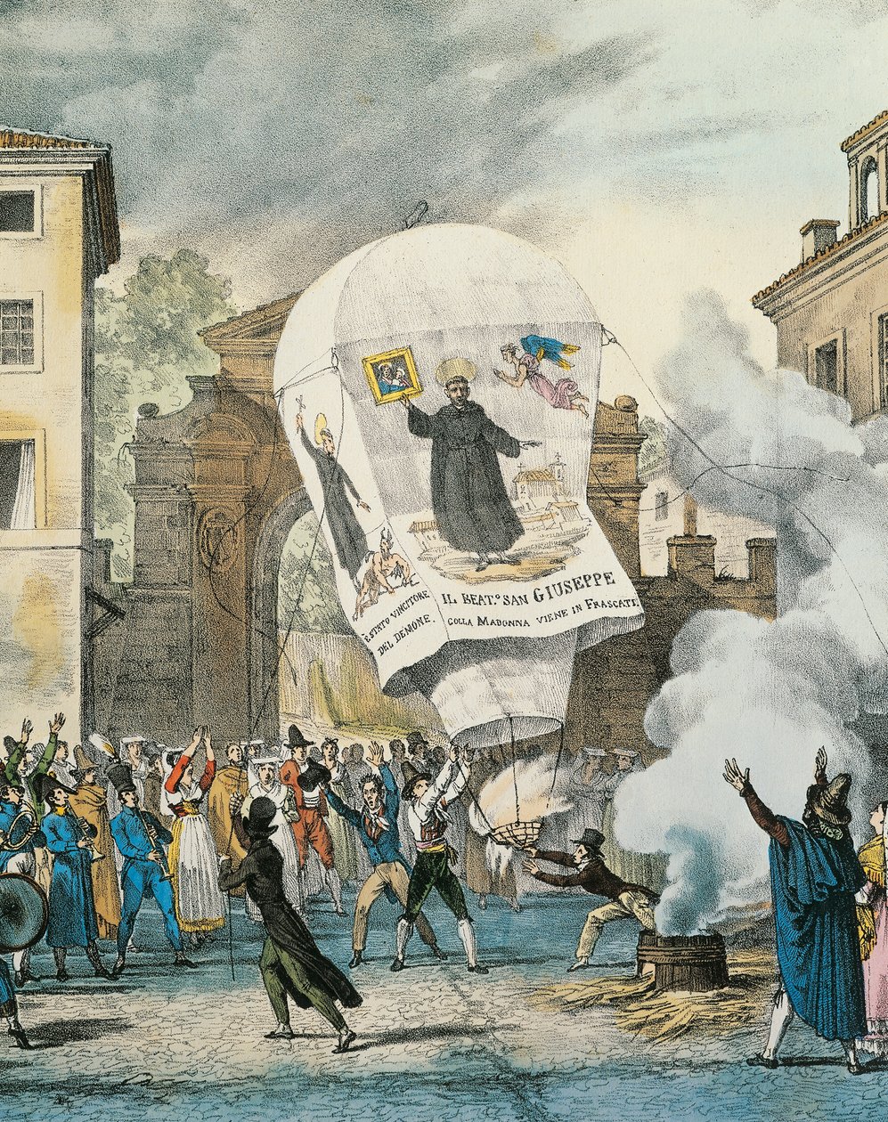 Heißluftballon für den San Giuseppe Tag in Rom (Detail) von Antoine Jean Baptiste Thomas