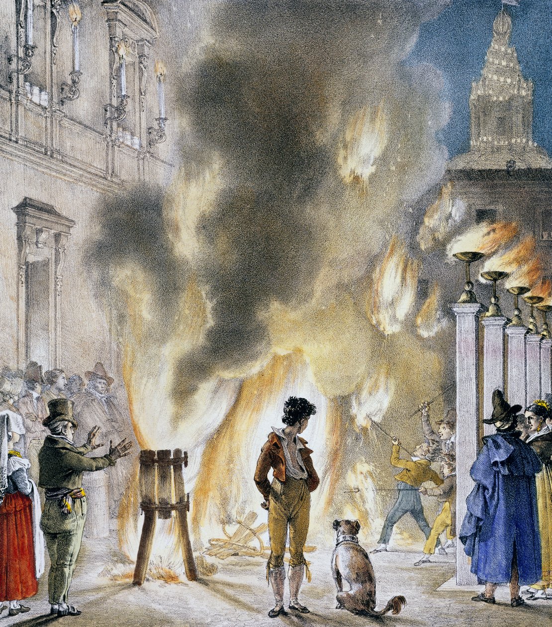 Kleines Feuerwerk im Palazzo Madama, von Antoine-Jean-Baptiste Thomas, Druck aus Un an a Rome et dans ses environs. Italien von Antoine Jean Baptiste Thomas