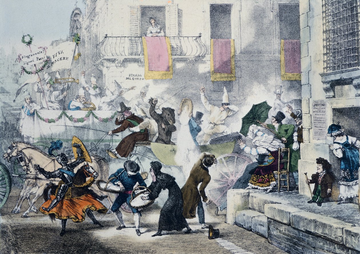 Konfettiwerfen während des Karnevals in Rom von Antoine Jean Baptiste Thomas