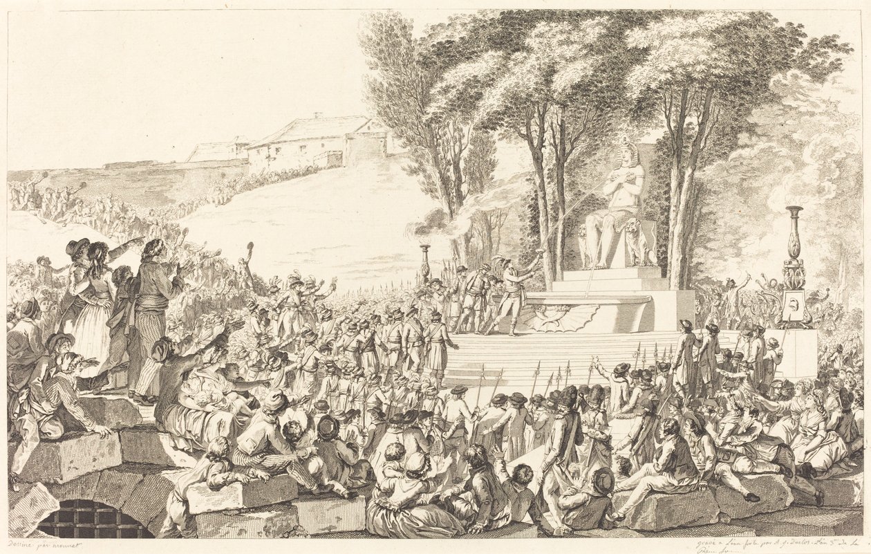 Der Brunnen der Regeneration auf den Trümmern der Bastille, 10. April 1793 von Antoine Jean Duclos after Charles Monnet