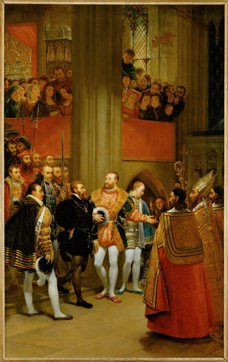 Kaiser Karl V. wird von König Franz I. in der Abtei von St. Denis empfangen von Antoine Jean Gros