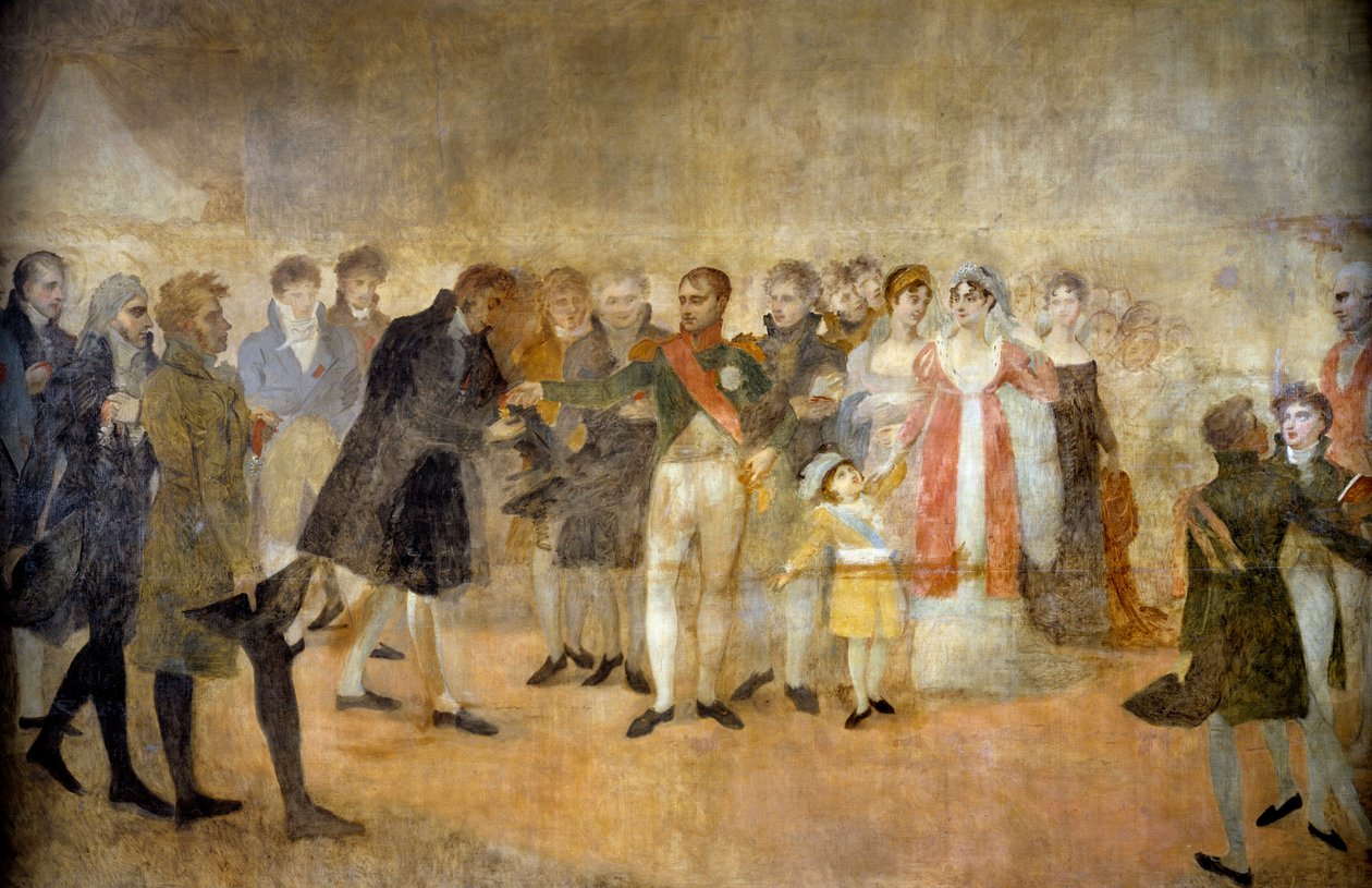 Kaiser Napoleon I. besucht den Salon du Louvre und verteilt an die Künstler die Kreuze der Ehrenlegion 22.10.1808 Gemälde von Antoine Jean Gros (1771-1835) 19. Jahrhundert von Antoine Jean Gros