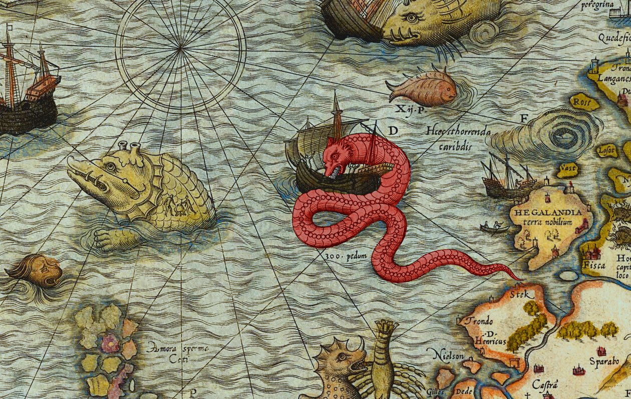 Detail einer Seekarte (Carta marina) von Olaus Magnus (1490-1557) von Antoine Lafrery