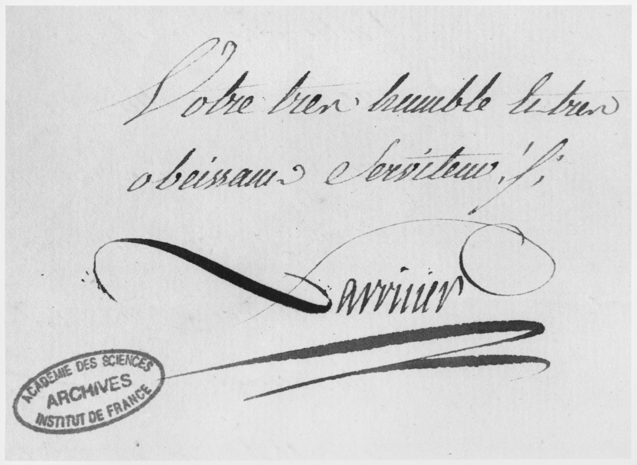 Lavoisiers Autogramm aus einem Brief, 31. August 1769 von Antoine Laurent de Lavoisier