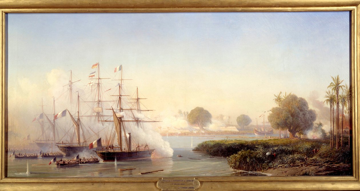 Episode der Cochinchina-Expedition: „Eroberung der Zitadelle von Saigon durch Vizeadmiral Rigault de Genouilly, Kommandant der französisch-spanischen Expeditionsstreitkräfte 17/02/1859“ von Antoine Leon Morel Fatio