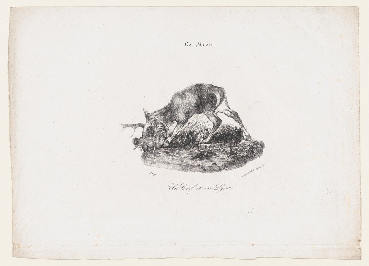 Ein Hirsch und ein Luchs, 1834 von Antoine Louis Barye