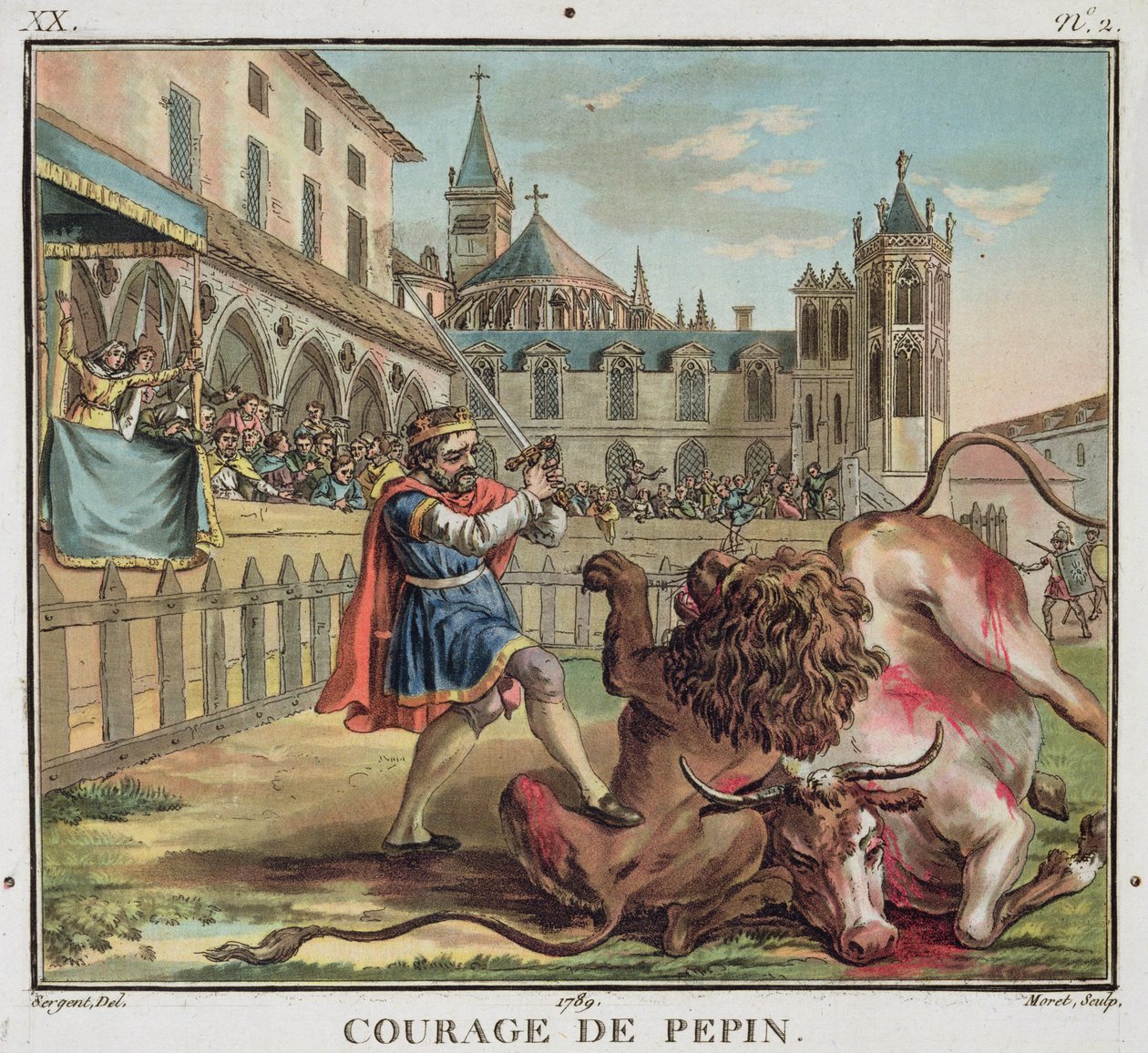 Der Mut von Pepin, graviert von Jean Baptiste Morret von Antoine Louis Francois (after) Sergent Marceau