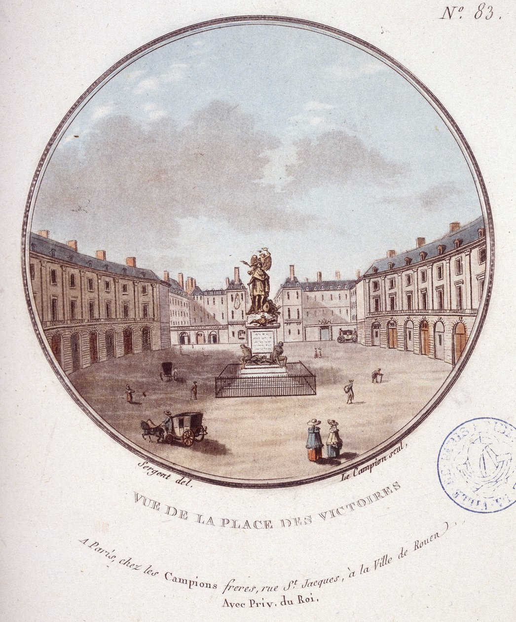 Ansicht des Place des Victoires, Paris. In malerischen Ansichten der Hauptgebäude von Paris von Sergeant von Antoine Louis Francois Sergent-Marceau