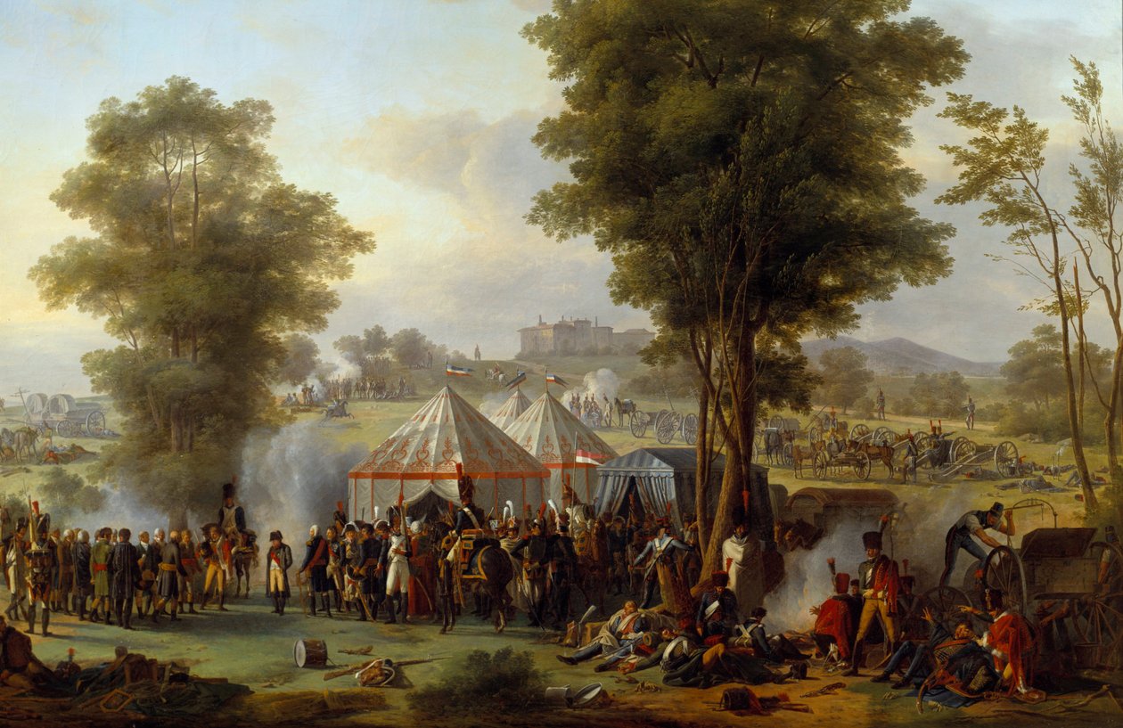 Biwak von Kaiser Napoleon I. (1769-1821) in der Nähe des Schlosses von Ebersberg in Österreich, 4. Mai 1809 von Antoine Pierre Mongin
