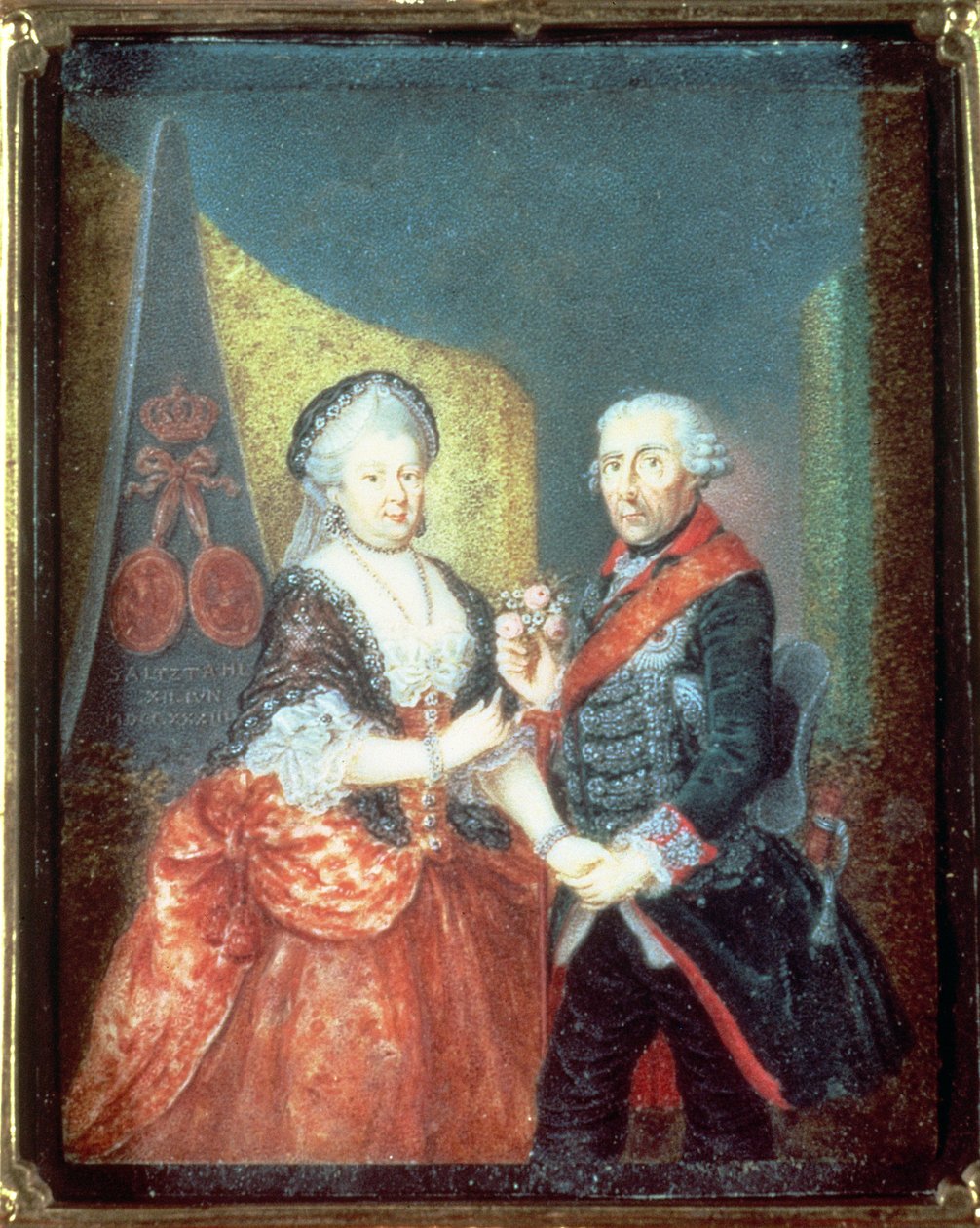 König Friedrich II. und seine Frau, Elisabeth Christine, 1758 von Anton Friedrich Konig