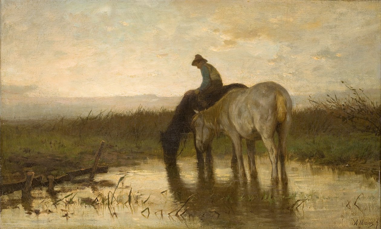 Trinkende Pferde von Anton Mauve