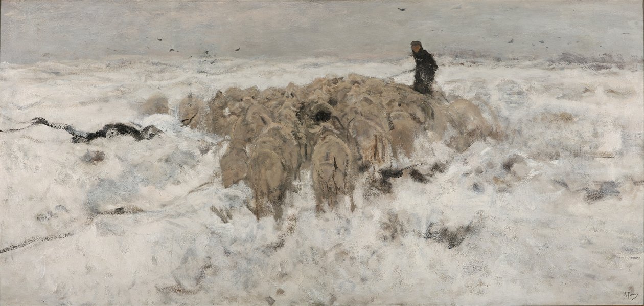 Schafherde im Schnee von Anton Mauve
