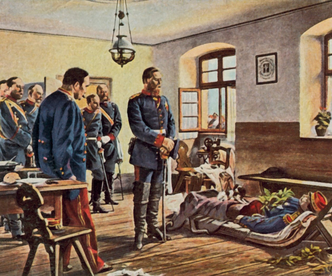 Kronprinz Friedrich Wilhelm am Leichnam von General Douay, 4. August 1870 von Anton Alexander von (after) Werner