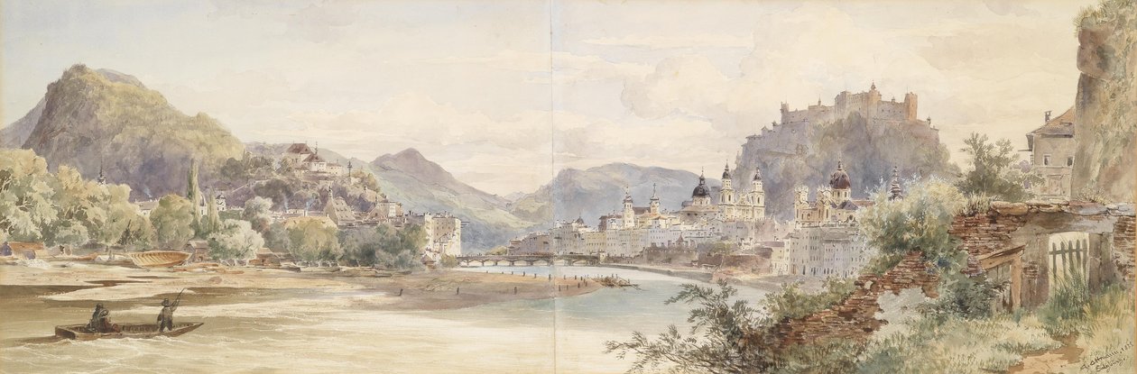 Panorama der Stadt Salzburg mit der Festung Hohensalzburg von Anton Altmann
