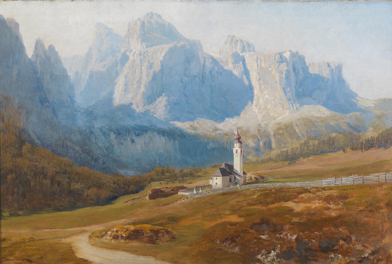 Anton Hlavacek Blick auf Kolfuschg mit der Geislergruppe von Anton Hlavacek