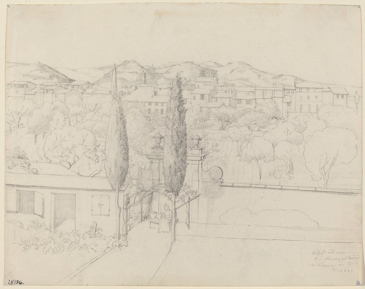 Aussicht aus meinem Fenster, via valfonda in Florenz (Gärten in Florenz vom Fenster des Künstlers aus gesehen) von Anton Krüger