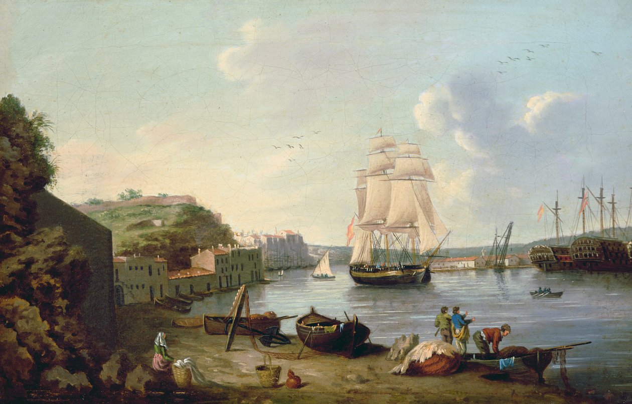 Schiff unter Segel im Hafen von Port Mahon, Menorca von Anton Schantz