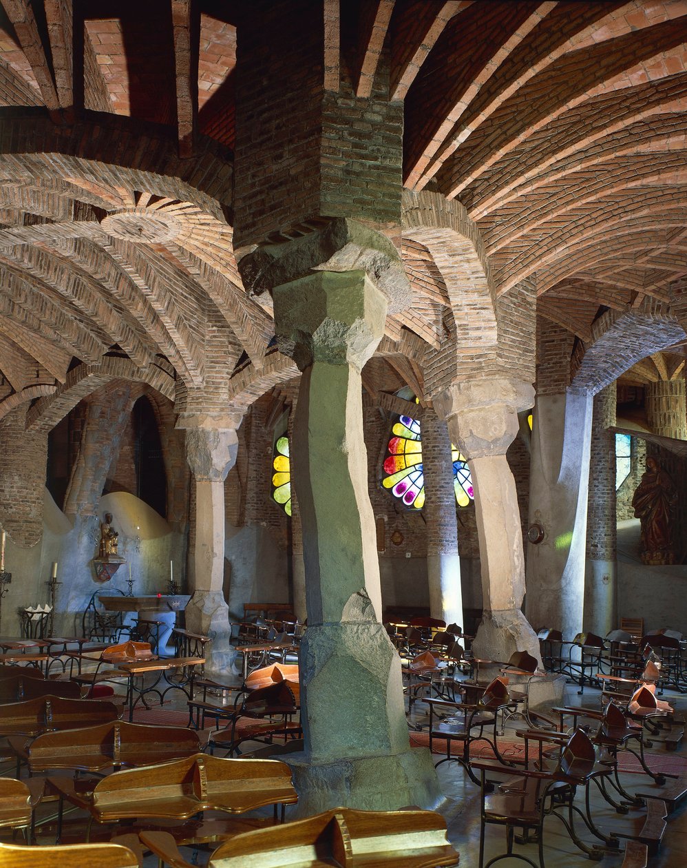 Spanien, Region Katalonien, Provinz Barcelona, Landkreis Baix Llobregat, Santa Coloma de Cervelló, Kirche von Colonia Güell, Krypta der Kirche von Antoni Gaudi
